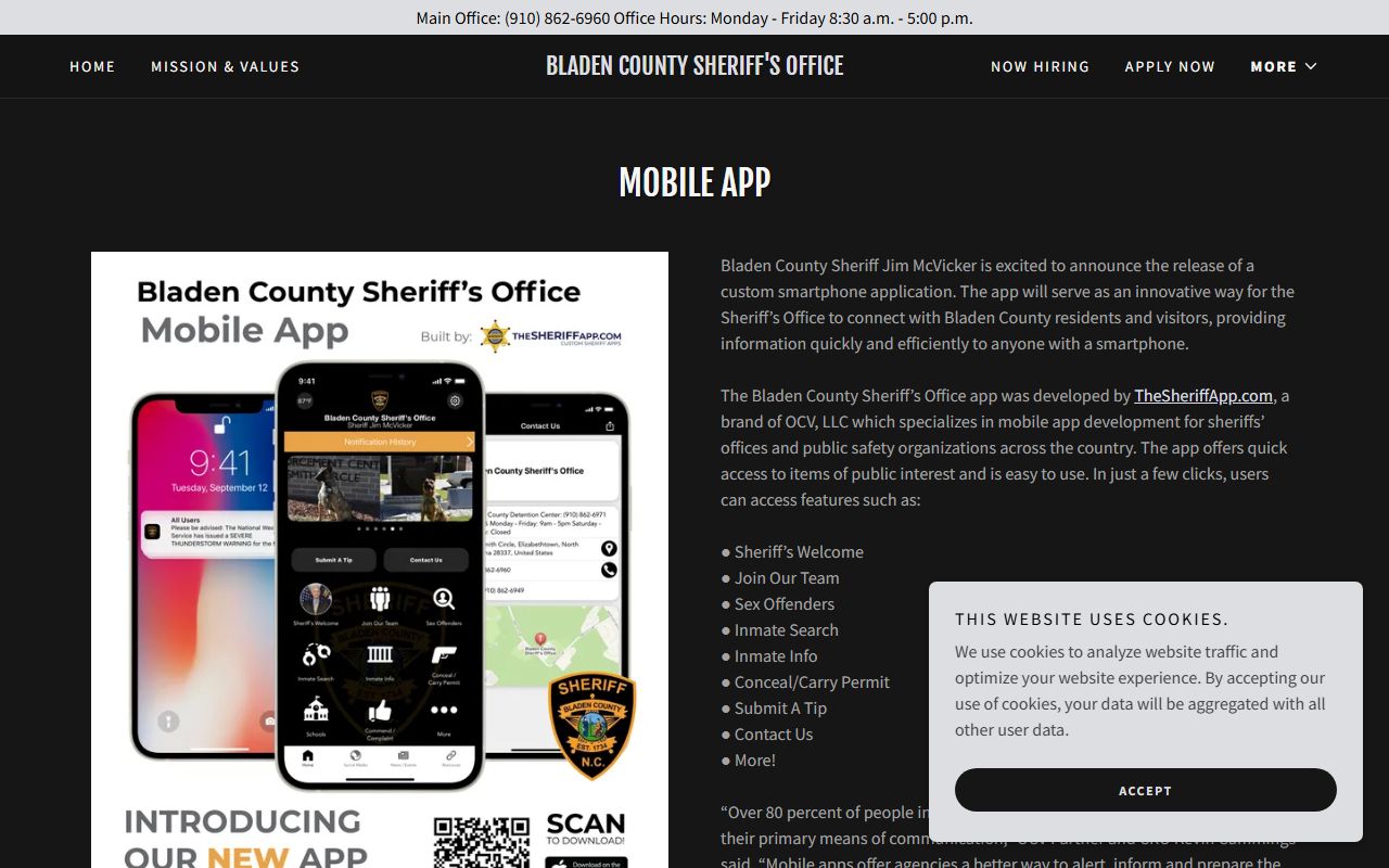 Bladen County Sheriff mobile app for busted mugshots and inmate search