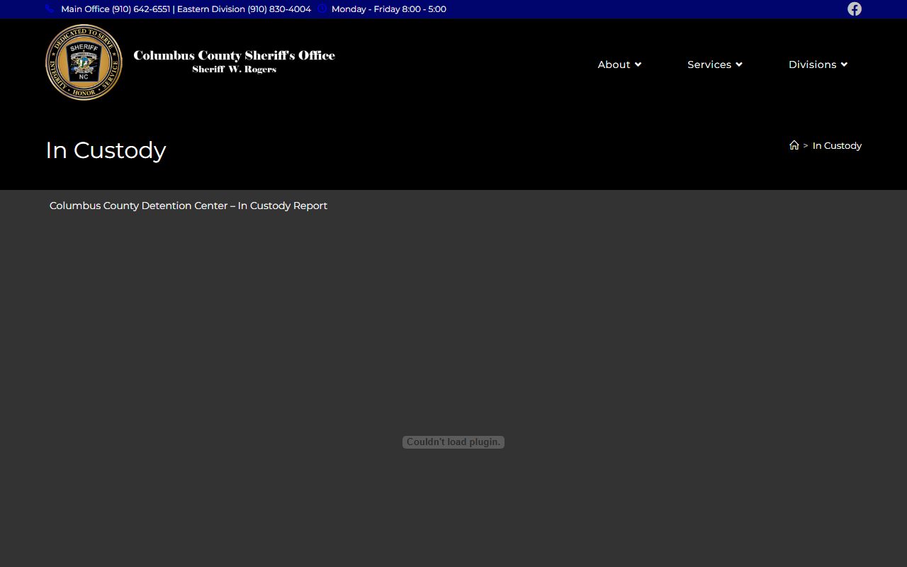 Columbus County Sheriff in custody report for Columbus County busted mugshots