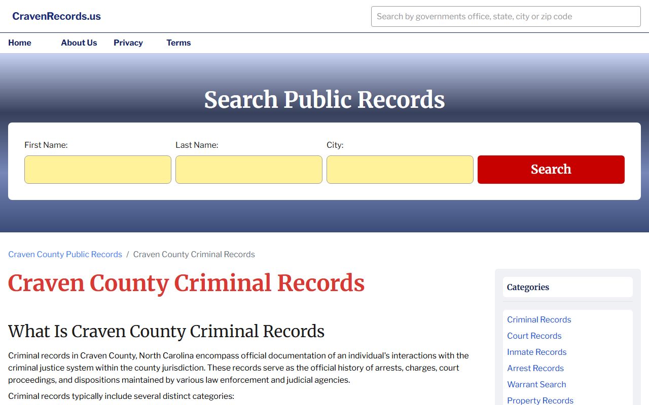 Craven County Sheriff criminal records for Craven County busted mugshots