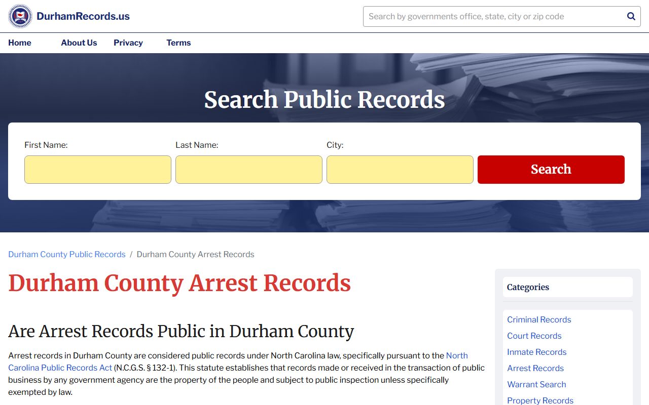Durham County arrest records and booking information resources
