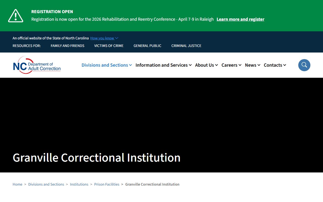 Granville County Sheriff detention center and correctional institution for busted mugshots