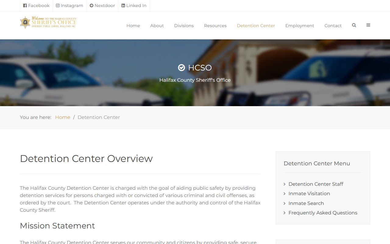 Halifax County Sheriff detention center and booking facility