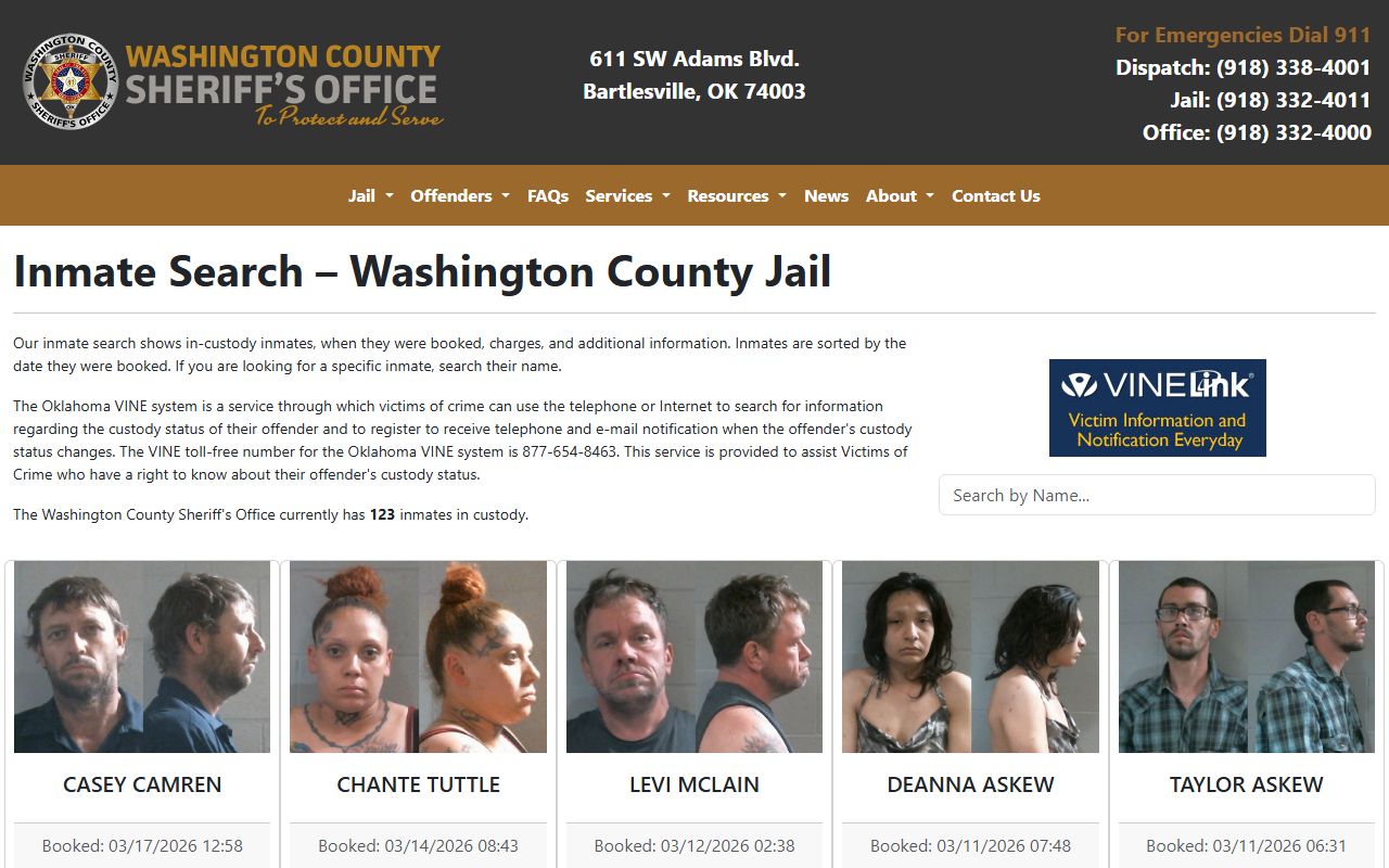 Tyrrell County Sheriff's Office and Washington County inmate search for Tyrrell County arrests
