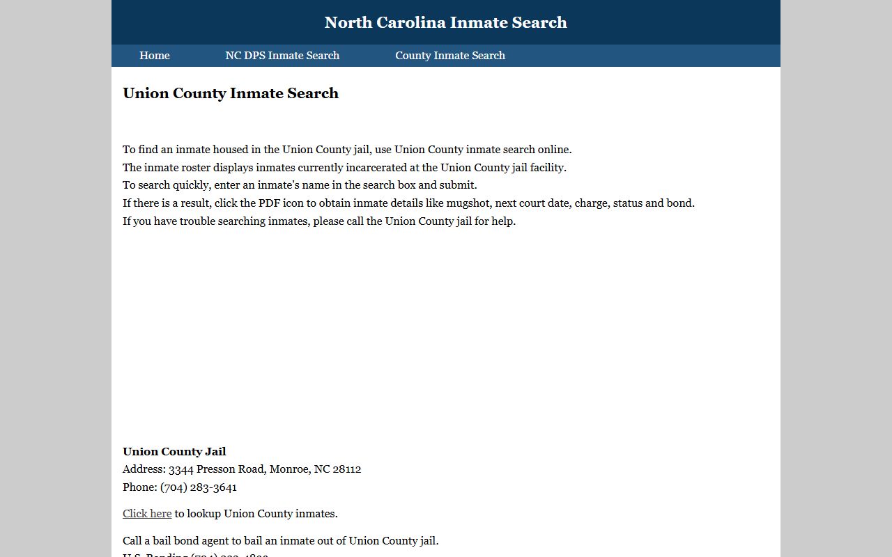 Union County Sheriff inmate search for busted mugshots and arrest records