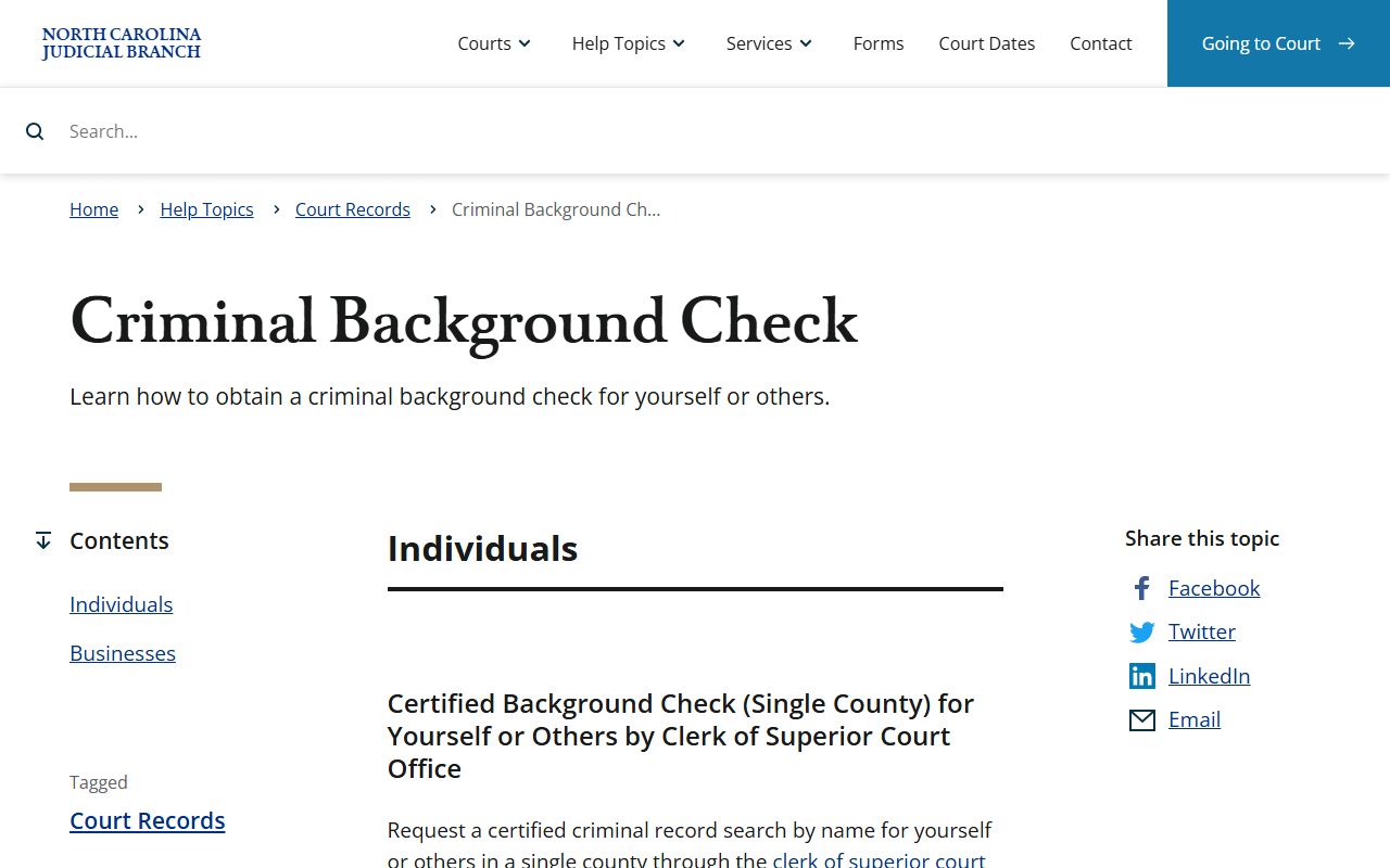 NC Courts criminal background check page for North Carolina busted mugshots